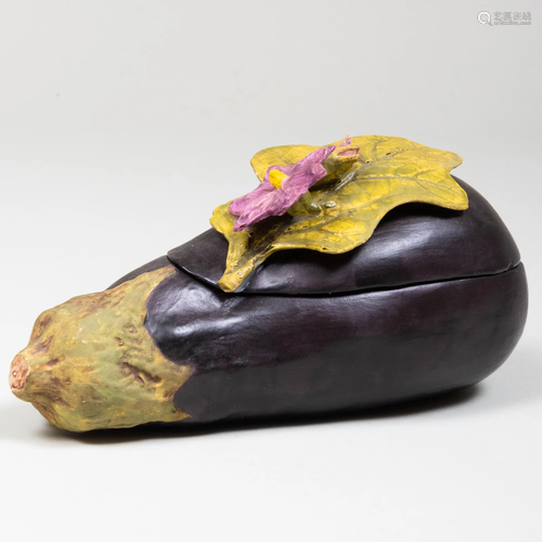 Mary Kirk Kelly Porcelain Eggplant Form Box and Cover