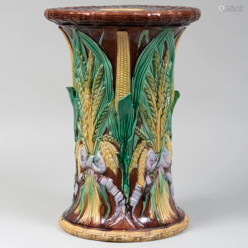 John Adams & Co. Majolica Garden Seat Decorated with Wh