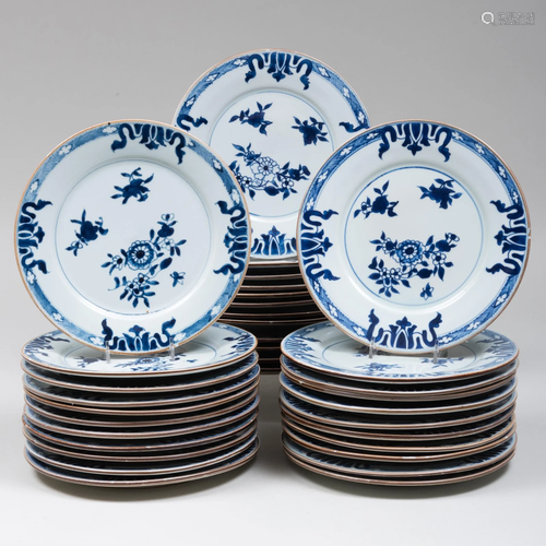 Set of Thirty-Four Chinese Blue and White Porcelain