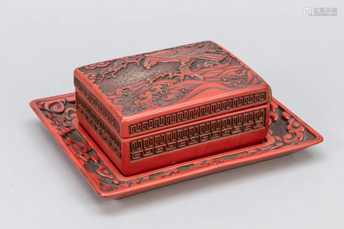 Pseudo carved lacquer box, Jap