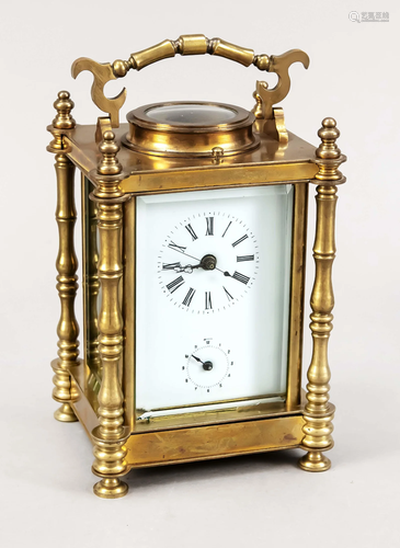 Travelling alarm clock, brass,