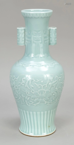 Monochrome vase with relief de