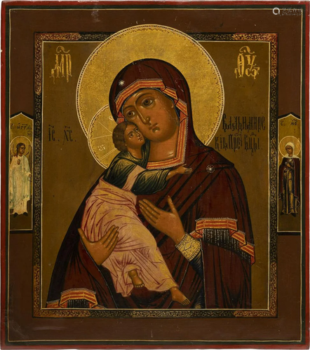 AN ICON SHOWING THE VLADIMIRSKAYA MOTHER OF GOD