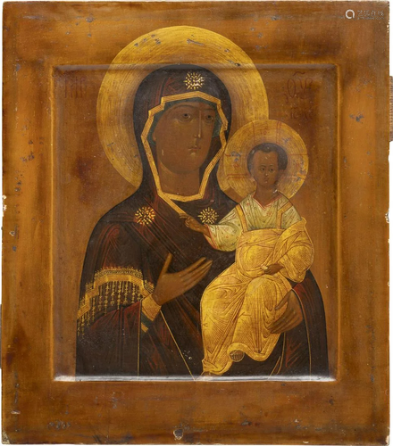 A FINE ICON SHOWING THE SMOLENSKAYA MOTHER OF GOD