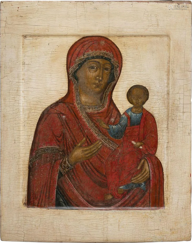 A LARGE ICON SHOWING THE SMOLENSKAYA MOTHER OF GOD