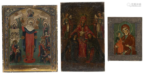 THREE MINIATURE ICONS SHOWING IMAGES OF THE MOTHE…