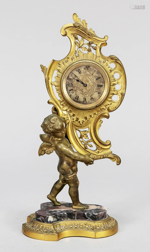 Table clock brass gilded, arou