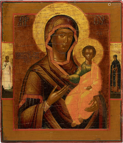 AN ICON SHOWING THE SMOLENSKAYA MOTHER OF GOD