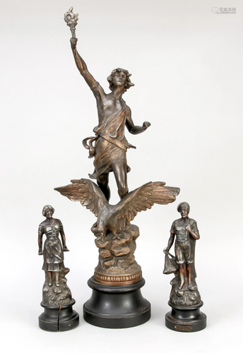 Group of three zinc cast figur