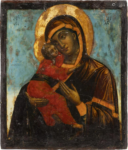 AN ICON SHOWING THE VLADIMIRSKAYA MOTHER OF GOD