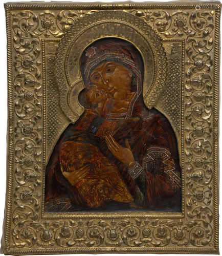 AN ICON SHOWING THE VLADIMIRSKAYA MOTHER OF GOD …