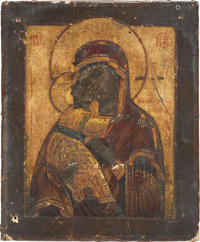 AN ICON SHOWING THE VLADIMIRSKAYA MOTHER OF GOD