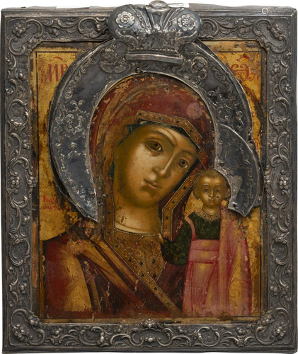 A FINE ICON SHOWING THE KAZANSKAYA MOTHER OF GOD WI…