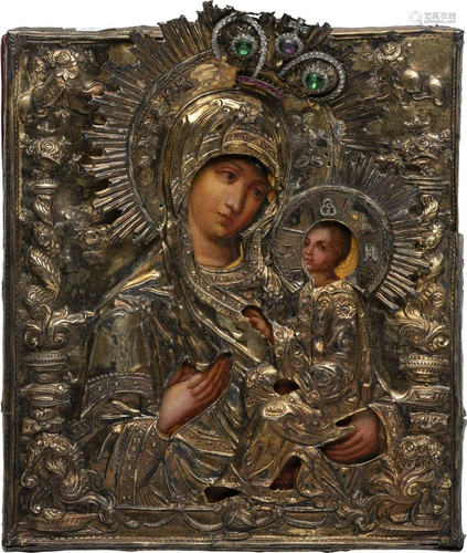 A SIGNED AND DATED ICON SHOWING THE TIKHVINSKAYA MOT…