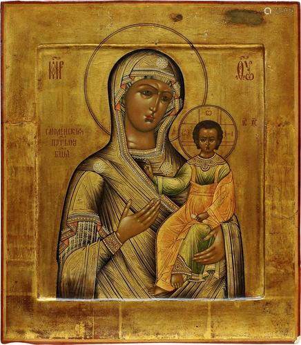 AN ICON SHOWING THE SMOLENSKAYA MOTHER OF GOD