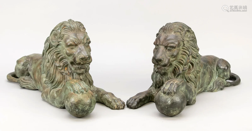 Pair of guardian lions, 20th c