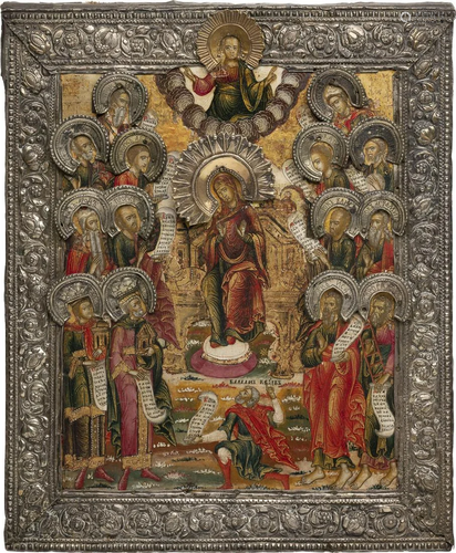 A FINE ICON SHOWING THE PRAISE OF THE MOTHER OF GOD