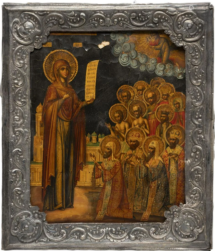 A FINELY PAINTED ICON SHOWING THE BOGOLUBSKAYA M…