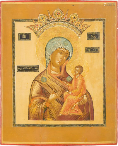 A LARGE ICON SHOWING THE TIKHVINSKAYA MOTHER OF GOD