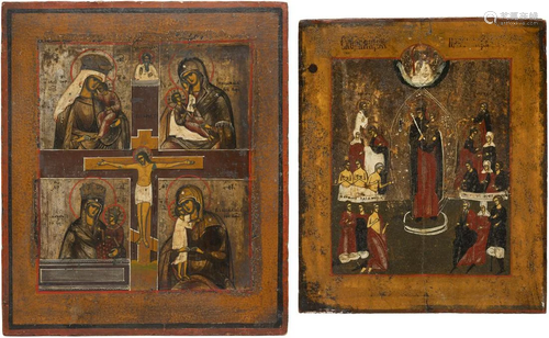 A QUADRI-PARTITE ICON SHOWING IMAGES OF THE MOTHE…