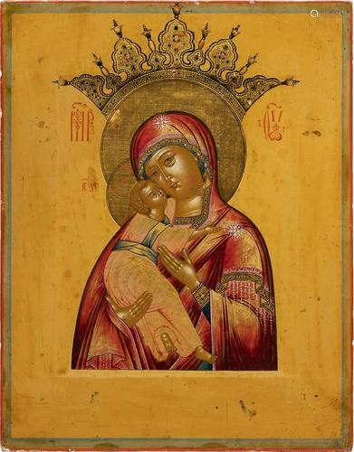 A VERY FINE AND LARGE ICON SHOWING THE VOLOKOLAMS…