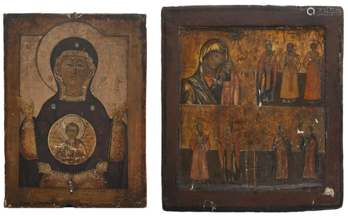 TWO ICONS SHOWING THE MOTHER OF GOD OF THE SIGN AN…