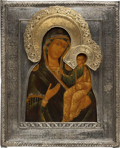 AN ICON SHOWING THE IVERSKAYA MOTHER OF GOD WITH …