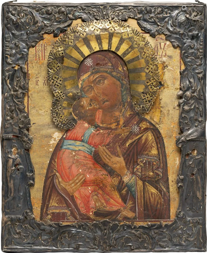 AN ICON SHOWING THE VLADIMIRSKAYA MOTHER OF GOD …