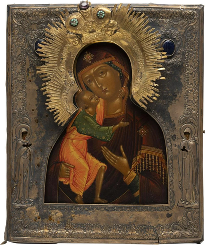 A VERY FINE ICON SHOWING THE FEODOROVSKAYA MOTHER OF