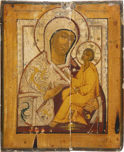 AN ICON SHOWING THE TIKHVINSKAYA MOTHER OF GOD