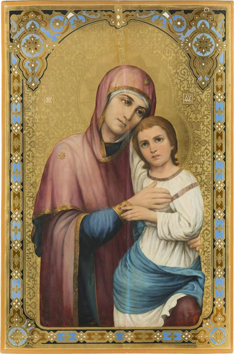 A MONUMENTAL ICON SHOWING THE MOTHER OF GOD A…