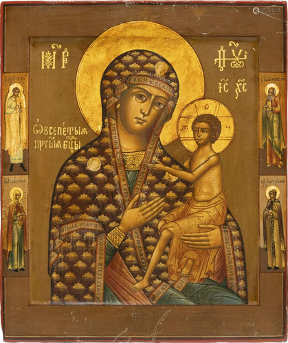 AN ICON SHOWING THE 'O ALL-HYMNED MOTHER' (O VSEPYETAYA