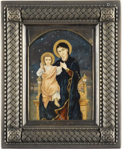 A SMALL ICON SHOWING THE ENTHRONED MOTHER OF GOD …