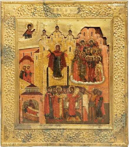 A FINE ICON SHOWING THE PROTECTING VEIL OF THE MOTHER