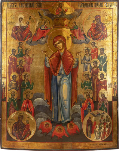 A MONUMENTAL ICON SHOWING THE MOTHER OF GOD 'J…