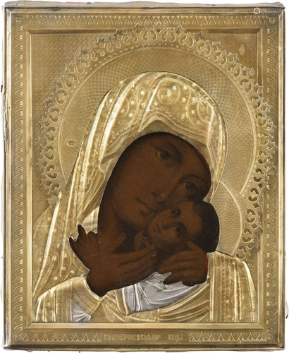 A SMALL ICON SHOWING THE KASPEROVSKAYA MOTHER OF GOD