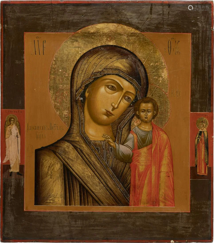 A LARGE ICON SHOWING THE KAZANSKAYA MOTHER OF GOD