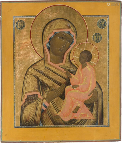 A LARGE ICON SHOWING THE TIKHVINSKAYA MOTHER OF GOD