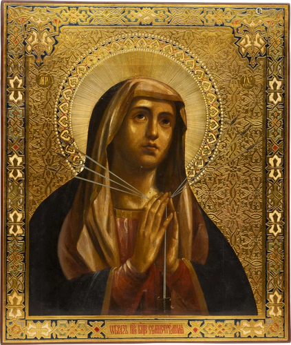 A LARGE ICON SHOWING THE MOTHER OF GOD 'OF THE SEVEN