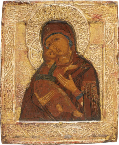 AN ICON SHOWING THE VLADIMIRSKAYA MOTHER OF GOD …