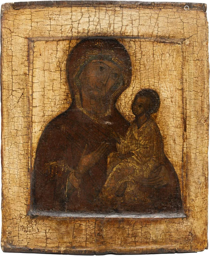 AN ICON SHOWING THE TIKHVINSKAYA MOTHER OF GOD