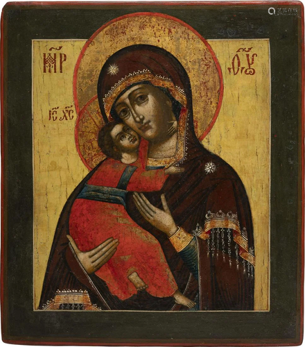 AN ICON SHOWING THE VLADIMIRSKAYA MOTHER OF GOD