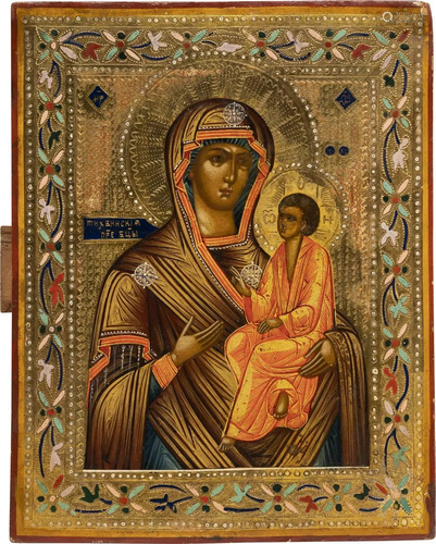 A SMALL ICON SHOWING THE TIKHVINSKAYA MOTHER OF GOD