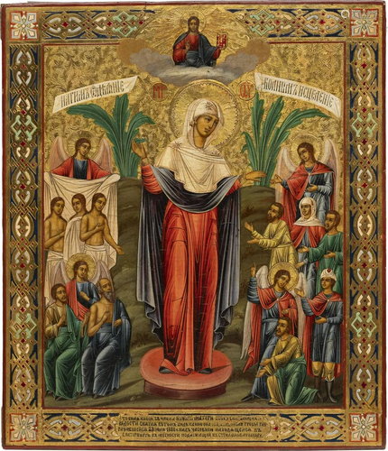 AN ICON SHOWING THE MOTHER OF GOD 'JOY TO ALL WHO