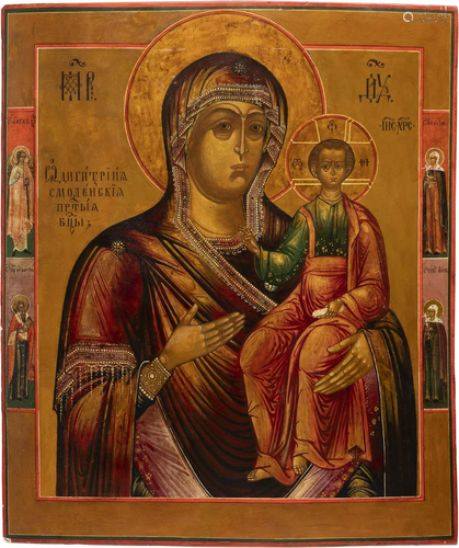 A LARGE ICON SHOWING THE SMOLENSKAYA MOTHER OF GOD