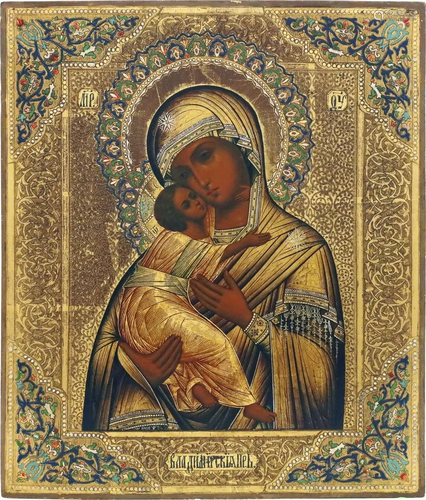 AN ICON SHOWING THE VLADIMIRSKAYA MOTHER OF GOD