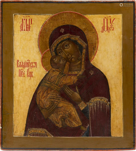 A LARGE ICON SHOWING THE VLADIMIRSKAYA MOTHER OF GOD