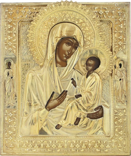 AN ICON SHOWING THE TIKHVINSKAYA MOTHER OF GOD WI…