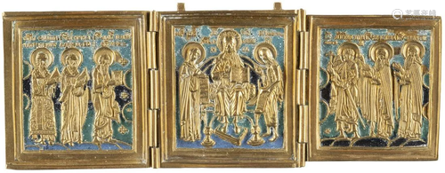 A TRIPTYCH SHOWING THE DEISIS AND SELECTED SAINTS