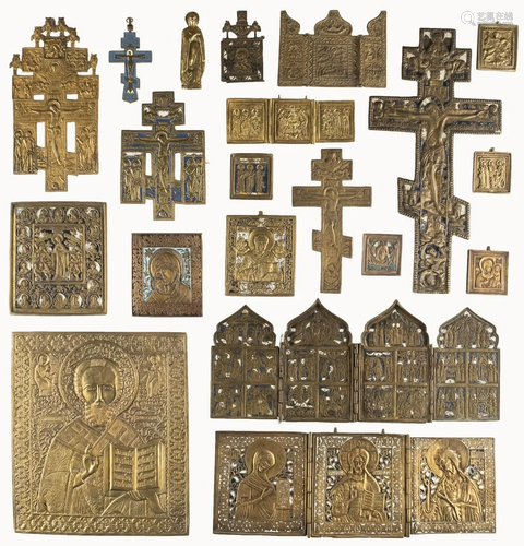 THREE TRIPTYCHS, QUADRIPTYCH, FIVE CRUCIFIXES AND